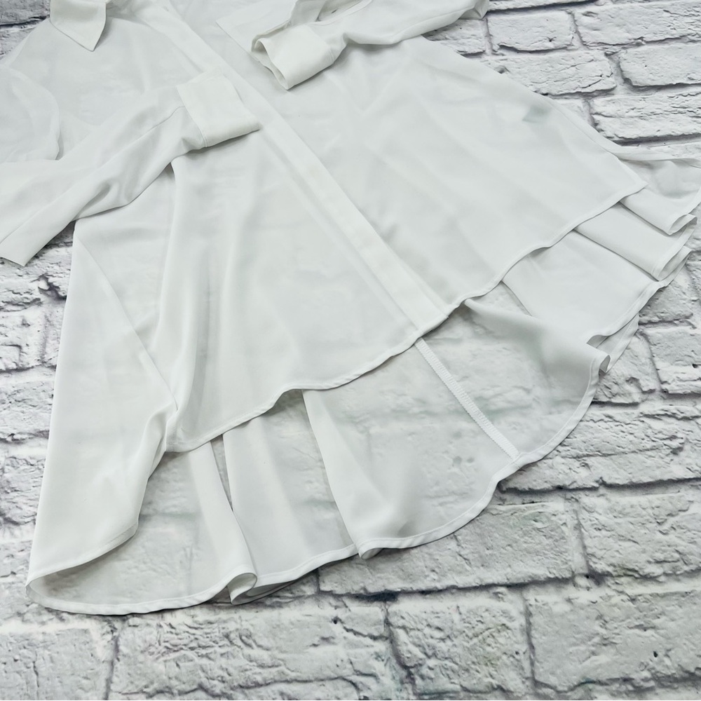 Simply Vera Vera Wang White Button Down Tunic Blouse Size S Loose Button Up - Picture 4 of 8
